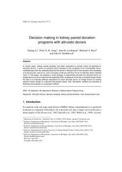 Idescat. SORT. Decision making in kidney paired donation programs