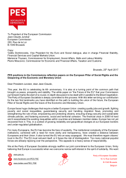 Open letter from PES to European Commission