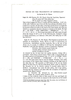 NOTES ON THE FRAGMENTS OF SOPHOCLES* by the late H. G.