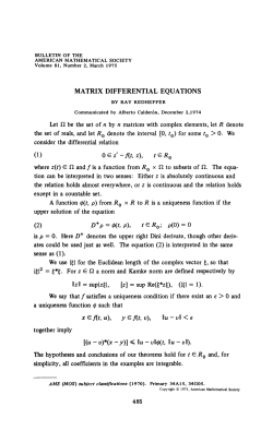 MATRIX DIFFERENTIAL EQUATIONS Let 12 be the set of n by n