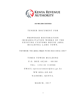TENDER DOCUMENT FOR PROPOSED RESTORATION