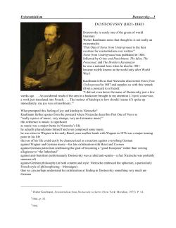Existentialism Dostoevsky&mdash;1 Dostoevsky