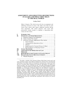 assignment and subletting restrictions