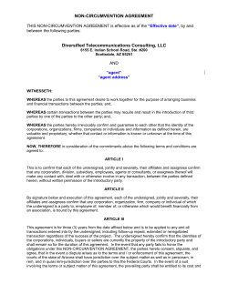 non-circumvention agreement - Diversified Telecommunications