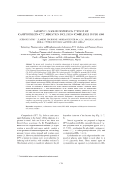 AMORPHOUS SOLID DISPERSION STUDIES OF
