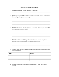 Student Ecosystem Worksheet