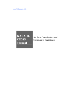 Manual for Area Coordinators and Community Facilitators