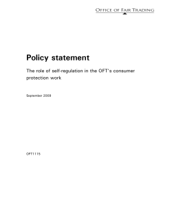 The role of self-regulation in the OFT`s consumer protection work