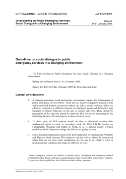 Guidelines on social dialogue in public emergency services in