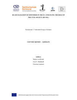 RE-SOCIALISATION OF OFFENDERS IN THE EU: ENHANCING