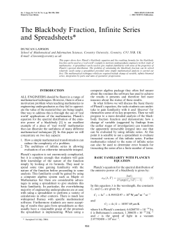 The Blackbody Fraction, Infinite Series and Spreadsheets