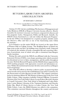 RUTGERS LABOR UNION ARCHIVES: A RECOLLECTION
