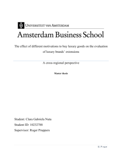 The effect of the motivation to buy luxury goods on the - UvA-DARE