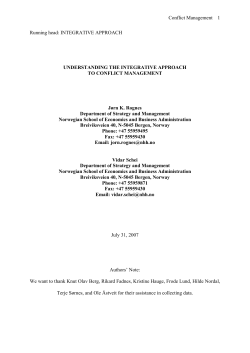 Conflict Management 1 Running head: INTEGRATIVE APPROACH