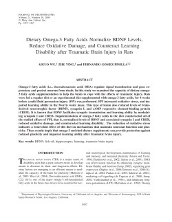Dietary Omega-3 Fatty Acids Normalize BDNF Levels, Reduce