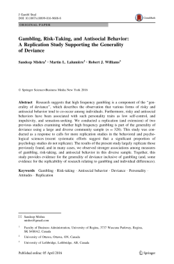 Gambling, Risk-Taking, and Antisocial Behavior