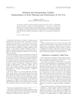 Defining and Distinguishing Validity: Interpretations of Score