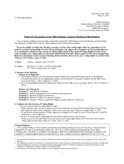 Notice of Convocation of the 50th Annual General Meeting of