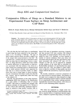 Sleep EEG and Computerized Analyses Comparative Effects of