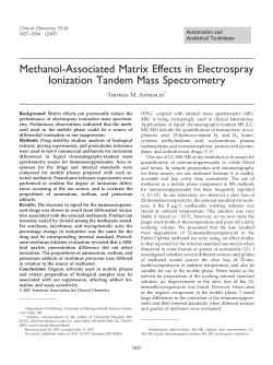 Methanol-Associated Matrix Effects in Electrospray Ionization
