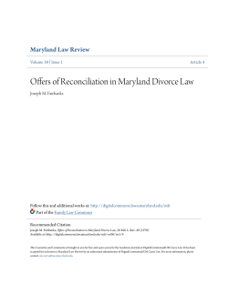 Offers of Reconciliation in Maryland Divorce Law