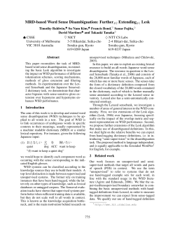 MRD-based Word Sense Disambiguation