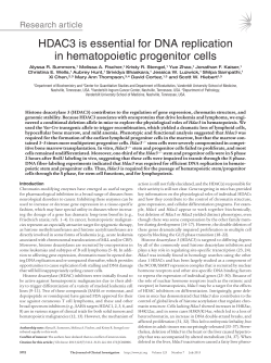 HDAC3 is essential for DNA replication in hematopoietic