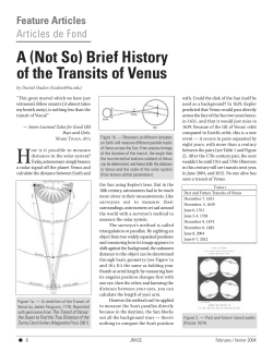 (Not So) Brief History of the Transits of Venus - bu people