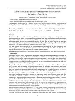 Small States in the Shadow of the International Alliances Kuwait as