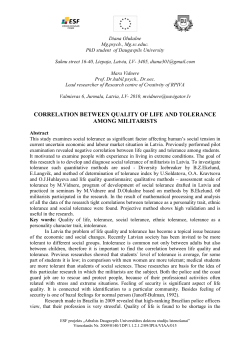Correlation Between Quality of Life and Tolerance Among Militarists.