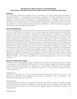 1 Moving From Culture Shock to Cosmopolitanism: The Position of