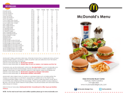 McDonald`s Menu - Duke Student Affairs