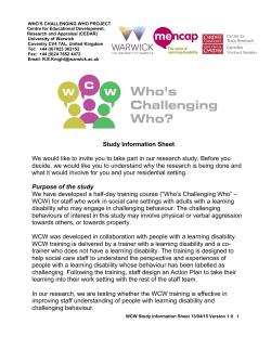 Study Information Sheet We would like to invite you to take part in