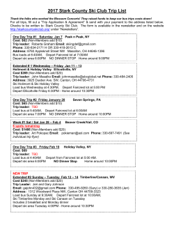 2010 Timken Ski Club One Day Trip List