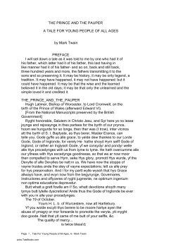 THE PRINCE AND THE PAUPER A TALE FOR YOUNG PEOPLE OF