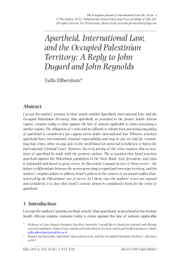 Apartheid, International Law, and the Occupied