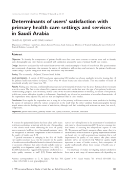 Determinants of users` satisfaction with primary health care settings
