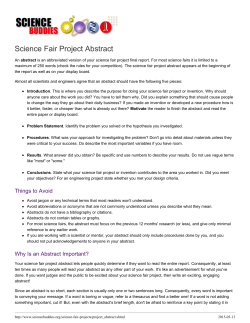 Science Fair Project Abstract