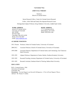 Curriculum Vitae JOHN PAUL WRIGHT Assistant Chair, School of