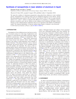 Synthesis of nanoparticles in laser ablation of aluminum in liquid