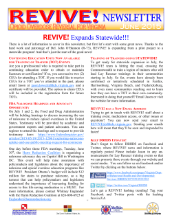 REVIVE! Expands Statewide!!!