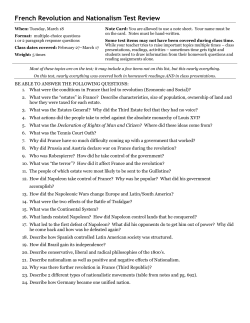 French Revolution and Nationalism Test Review
