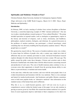 Spirituality and Medicine: Friends or Foes? - Ruhr