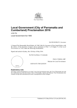 (City of Parramatta and Cumberland) Proclamation 2016