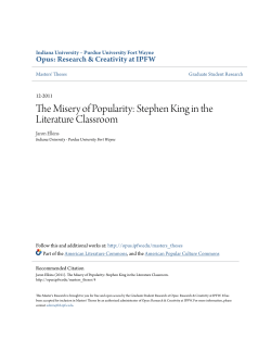 The Misery of Popularity: Stephen King in the Literature