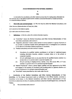 The Medical Consultancy and Other Services (Rationalization of Fees)
