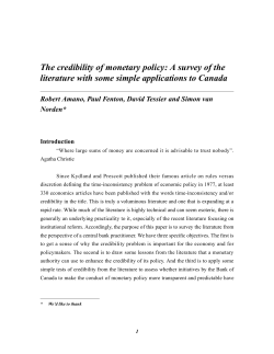 The credibility of monetary policy: A survey of the literature with