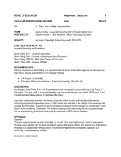 Approval of New High School Courses for 2016-2017