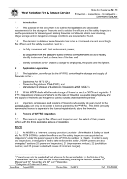 Fireworks &ndash; Inspections &ndash; Investigation