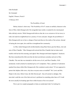 Hochadel 1 John Hochadel Mr. Hochadel English 2 Honors, Period